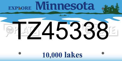 TZ45338 Minnesota License Plate
