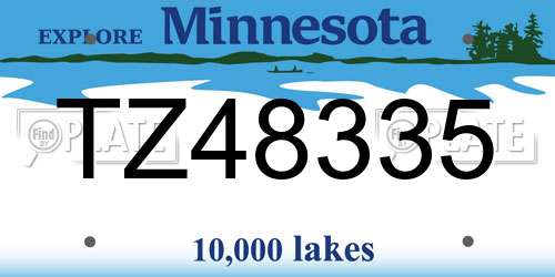 TZ48335 Minnesota License Plate