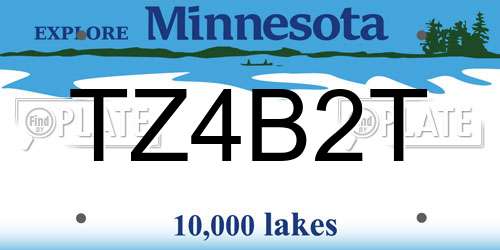 TZ4B2T Minnesota License Plate