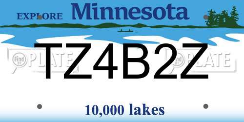 TZ4B2Z Minnesota License Plate