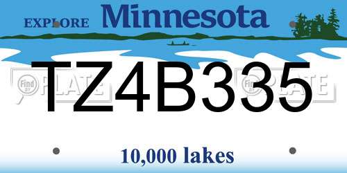 TZ4B335 Minnesota License Plate