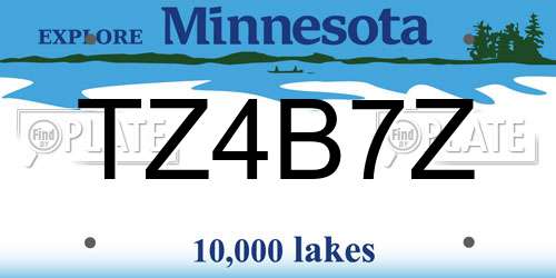 TZ4B7Z Minnesota License Plate