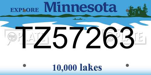 TZ57263 Minnesota License Plate