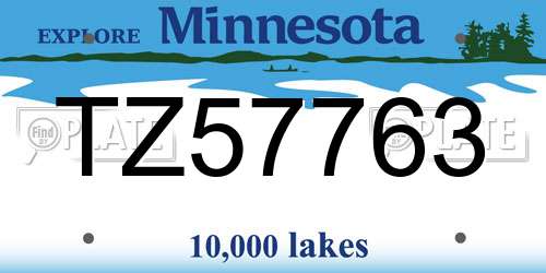 TZ57763 Minnesota License Plate