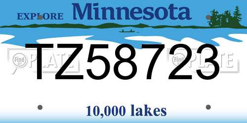 TZ58723 Minnesota License Plate
