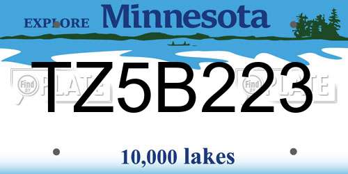 TZ5B223 Minnesota License Plate
