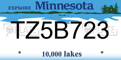 TZ5B723 Minnesota License Plate