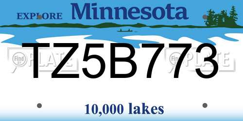 TZ5B773 Minnesota License Plate