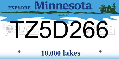 TZ5D266 Minnesota License Plate