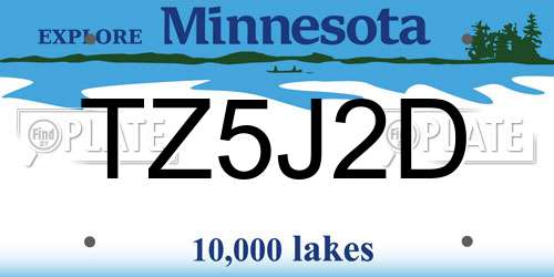 TZ5J2D Minnesota License Plate