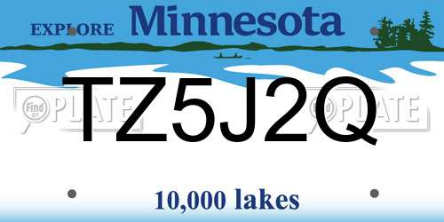 TZ5J2Q Minnesota License Plate