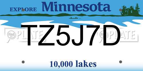 TZ5J7D Minnesota License Plate