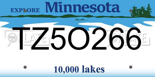 TZ5O266 Minnesota License Plate