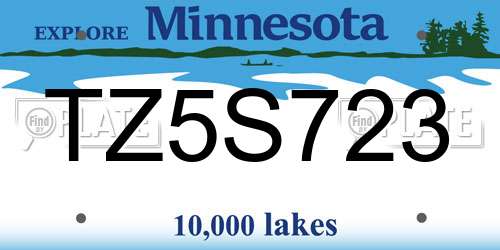 TZ5S723 Minnesota License Plate