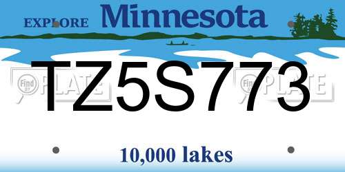 TZ5S773 Minnesota License Plate