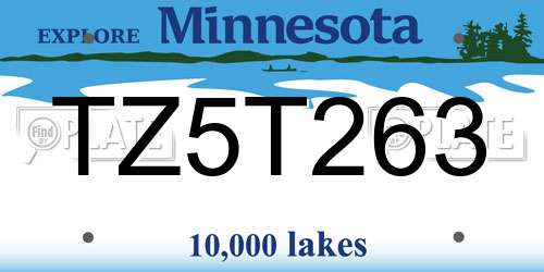 TZ5T263 Minnesota License Plate