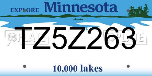 TZ5Z263 Minnesota License Plate