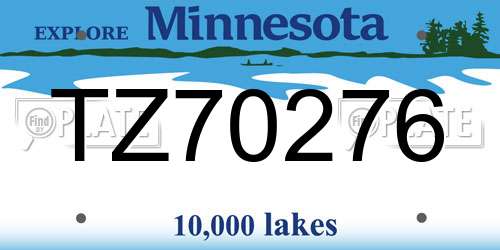 TZ70276 Minnesota License Plate