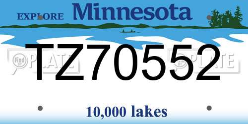 TZ70552 Minnesota License Plate