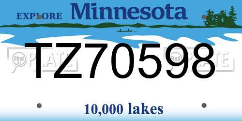 TZ70598 Minnesota License Plate