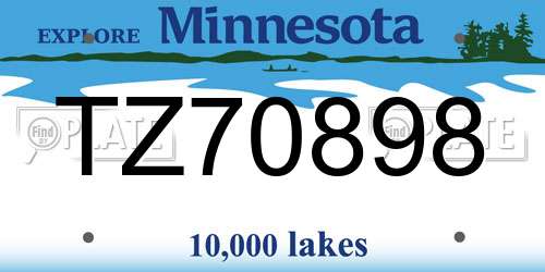 TZ70898 Minnesota License Plate
