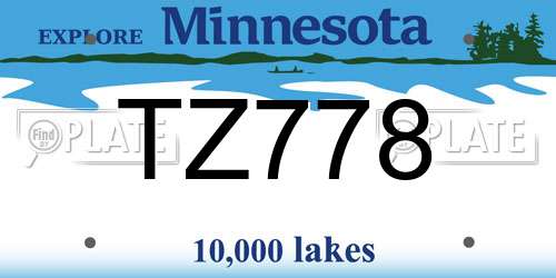 TZ778 Minnesota License Plate