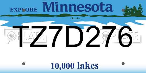 TZ7D276 Minnesota License Plate