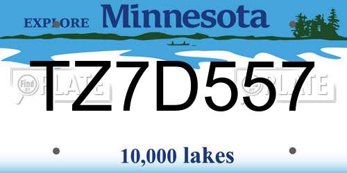 TZ7D557 Minnesota License Plate