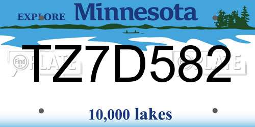TZ7D582 Minnesota License Plate