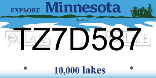 TZ7D587 Minnesota License Plate