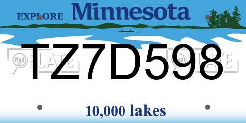 TZ7D598 Minnesota License Plate