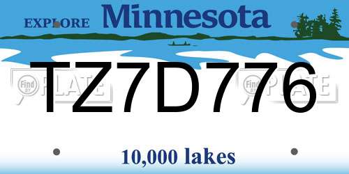TZ7D776 Minnesota License Plate