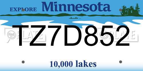TZ7D852 Minnesota License Plate