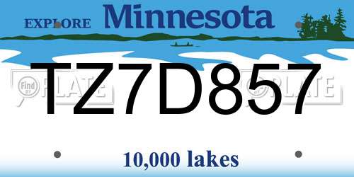 TZ7D857 Minnesota License Plate
