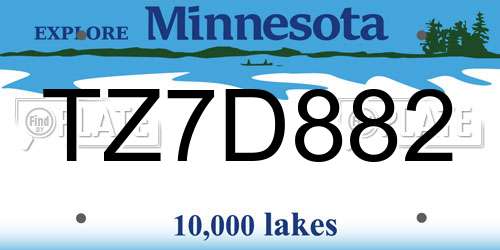 TZ7D882 Minnesota License Plate