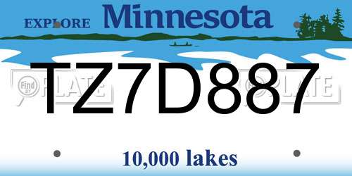 TZ7D887 Minnesota License Plate