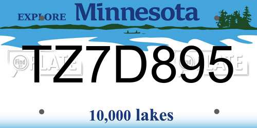 TZ7D895 Minnesota License Plate