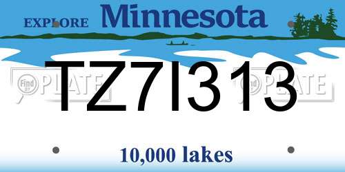 TZ7I313 Minnesota License Plate