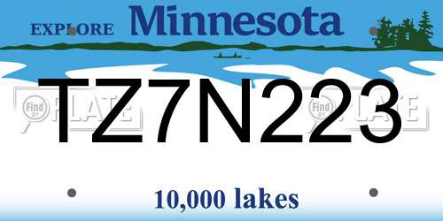 TZ7N223 Minnesota License Plate
