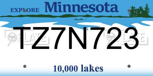 TZ7N723 Minnesota License Plate