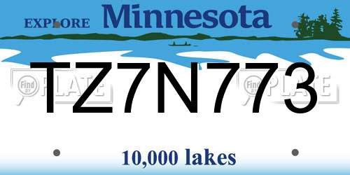 TZ7N773 Minnesota License Plate