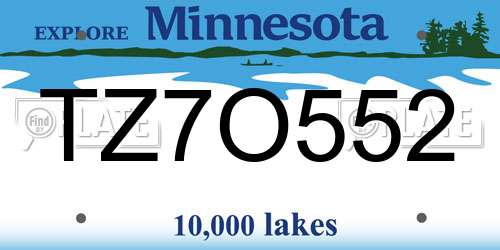 TZ7O552 Minnesota License Plate