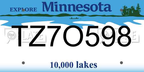TZ7O598 Minnesota License Plate