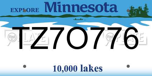 TZ7O776 Minnesota License Plate