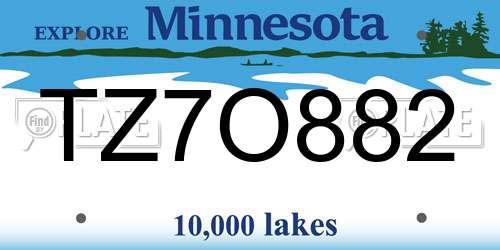 TZ7O882 Minnesota License Plate