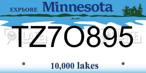 TZ7O895 Minnesota License Plate