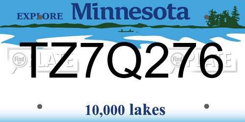 TZ7Q276 Minnesota License Plate