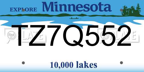 TZ7Q552 Minnesota License Plate