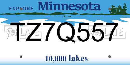 TZ7Q557 Minnesota License Plate