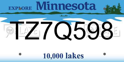 TZ7Q598 Minnesota License Plate